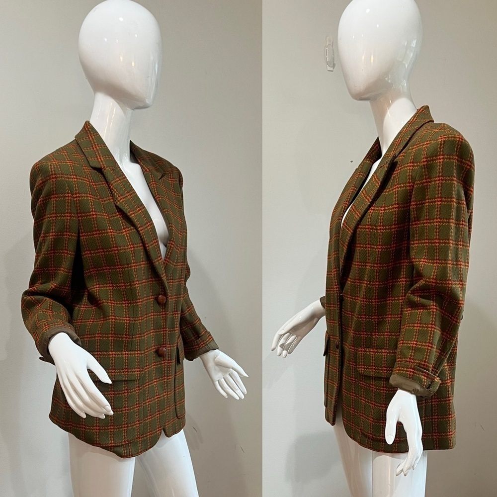 Vintage Les Copains Wool Cashmere Plaid Blazer Jacket - Picture 11 of 11